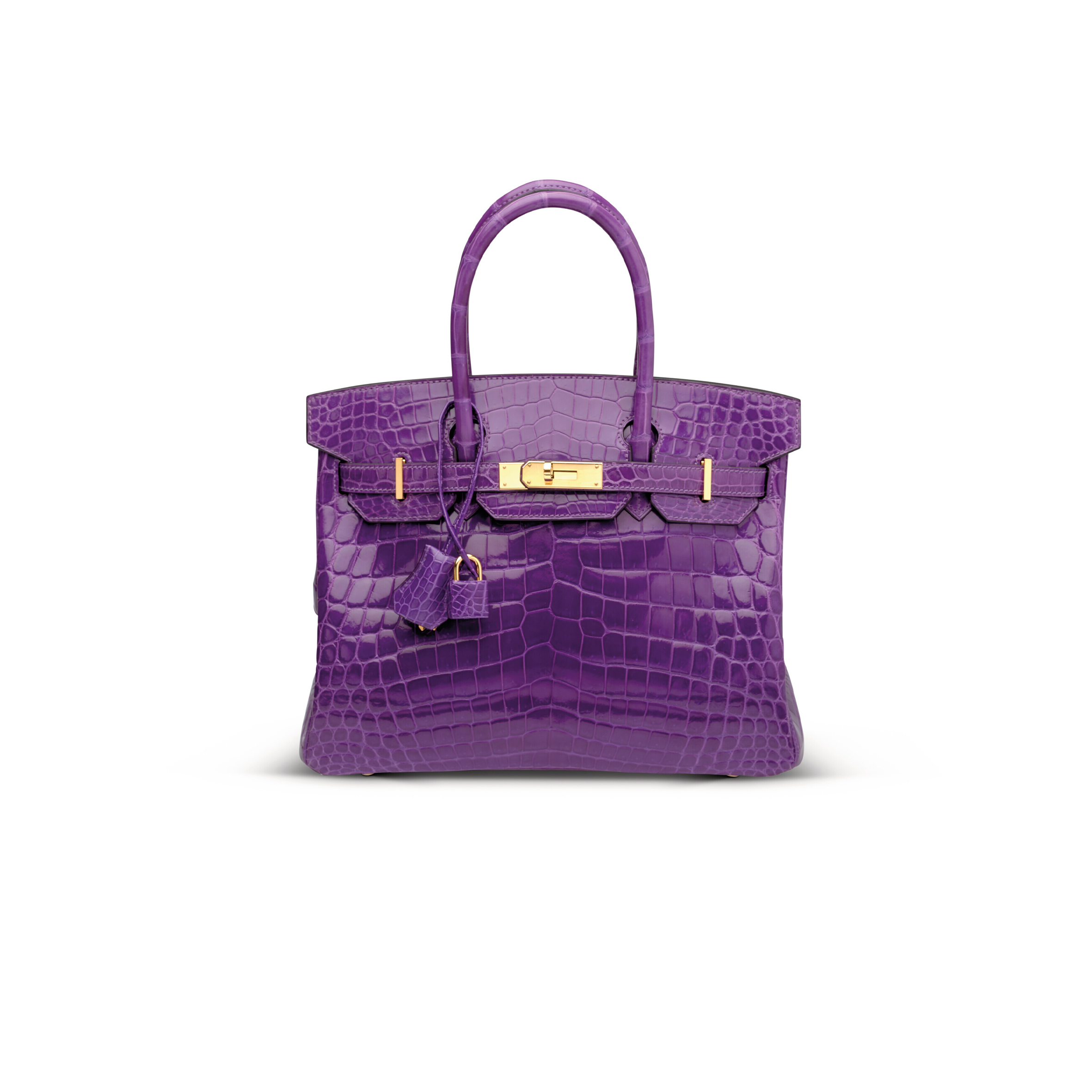 H**mes master birkin 25 nile crocodile leather purple bag gold buckle h041354ck59 (25*20*13cm)